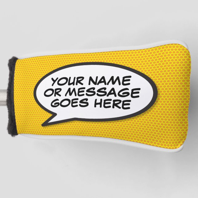 Personalised Speech Bubble Comic Book Golf Head Cover (Front)