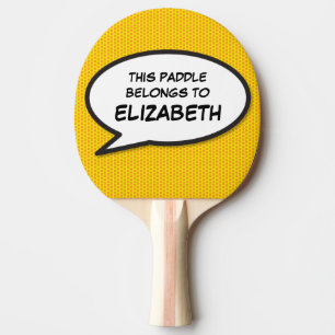 Personalised Speech Bubble Comic Book Ping Pong Paddle