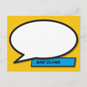 Personalised Speech Bubble Fun Comic Book Postcard
