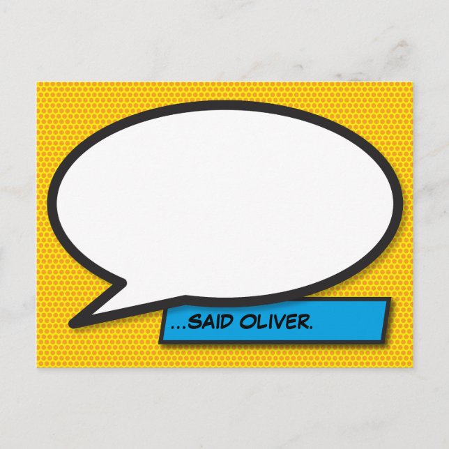 Personalised Speech Bubble Fun Comic Book Postcard (Front)