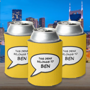 Personalised Speech Bubble Funny Comic Book Can Cooler