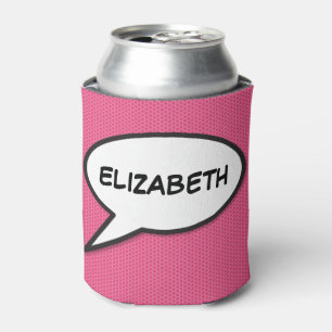 Personalised Speech Bubble Pink Fun Modern Can Cooler