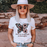 Personalised Speech-Language Pathologist Butterfly T-Shirt<br><div class="desc">This shirt is perfect for anyone who loves helping people speak and communicate better. The speech-language pathologist (SLP) shirt is also great as a gift for someone who is a speech therapist or a language therapist. his shirt is the perfect way to show your support for those who work in...</div>