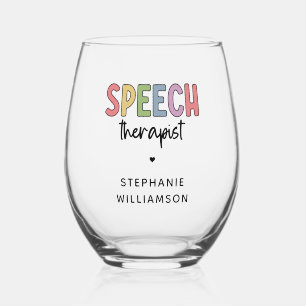 Personalised Speech Therapist SLP Stemless Wine Glass