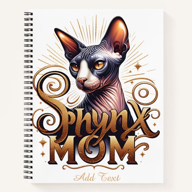 Personalised Sphynx Cat Mum Mother's Day  Notebook (Front)