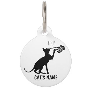 Personalised Sphynx Cat Skeleton Hand Nose Boop Pet Tag