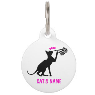 Personalised Sphynx Cat Skeleton Hand Nose Boop Pet Tag