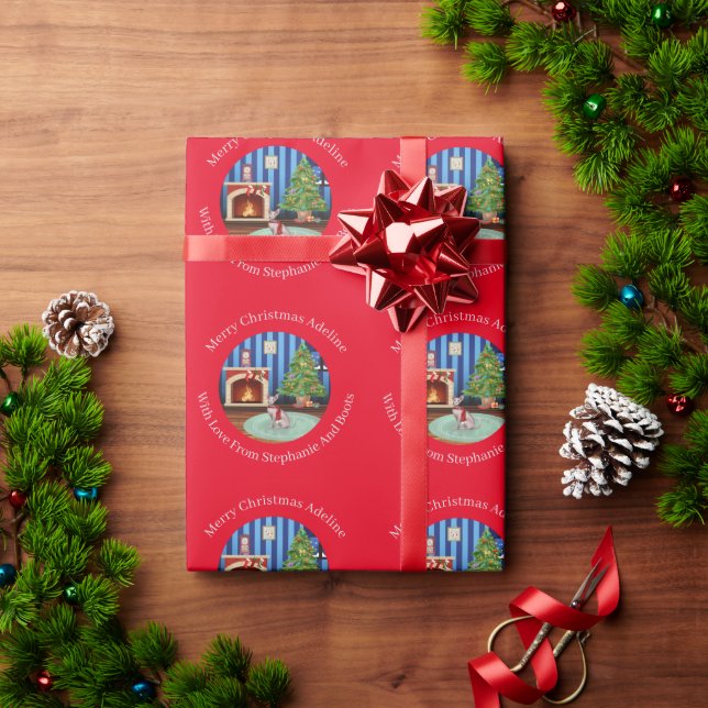 Personalised Sphynx Kitty Cat Christmas Wrapping Paper (Holiday Gift)