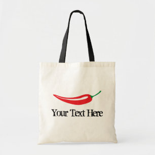 Personalised spicy hot red chilli pepper tote bag