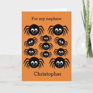Personalised Spider Happy Halloween Nephew Card