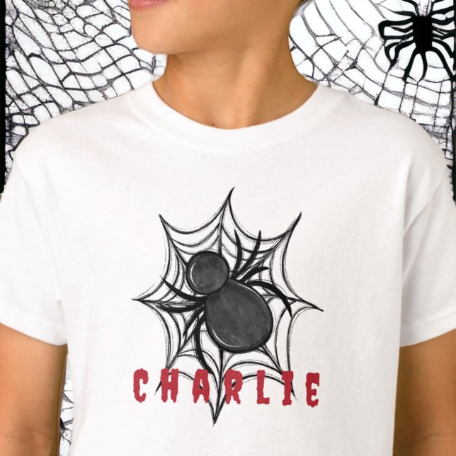 Personalised Spider & Spider Web Halloween Spooky  T-Shirt (Creator Uploaded)