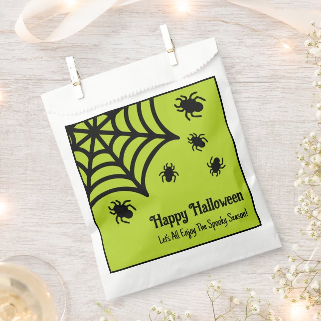 Personalised Spiderweb Halloween Favour Bags (Clipped)