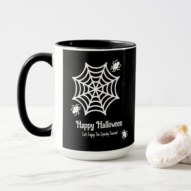 Personalised Spiderweb Halloween Mug (With Donut)