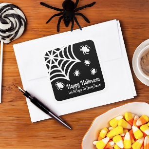 Personalised Spiderweb Halloween Square Sticker