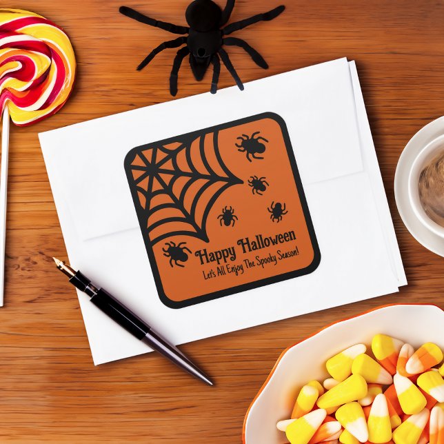 Personalised Spiderweb Halloween Square Sticker (Creator Uploaded)
