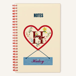 Personalised spiral notebook - Named with Letter H
