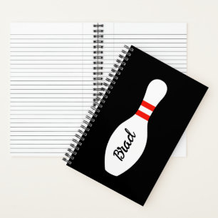 Personalised spiral notebook with bowling pin logo