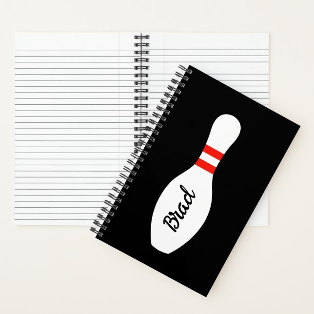 Personalised spiral notebook with bowling pin logo (Inside)