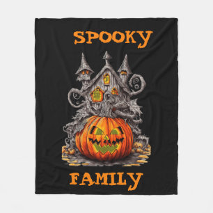 Personalised spooky family scary pumpkin Halloween Fleece Blanket