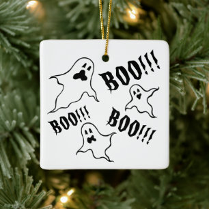 Personalised Spooky Halloween Ghosts Ceramic Ornament