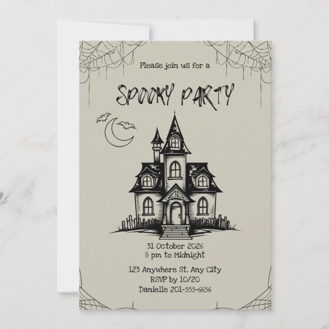 Personalised Spooky Halloween Invitations  (Front)