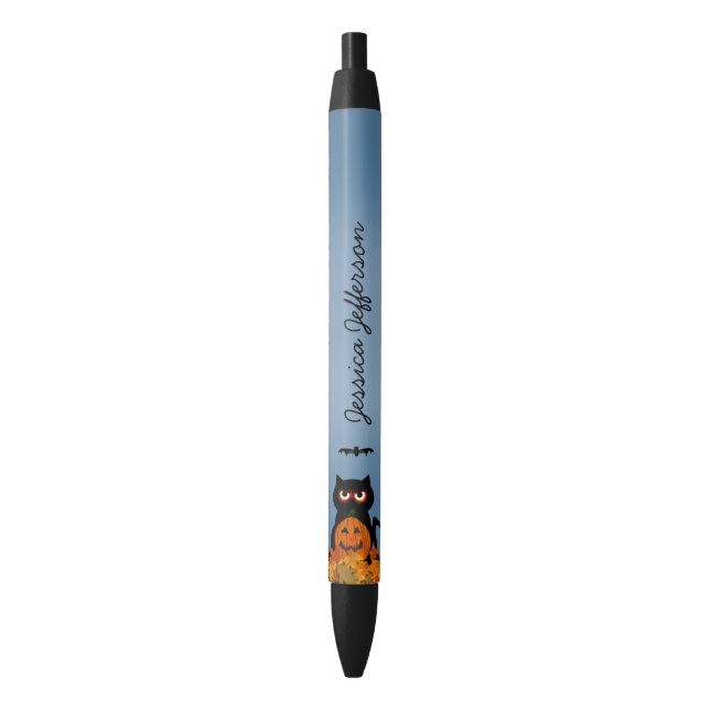 Personalised: Spooky Halloween Kitty Ink Pen (Front Vertical)