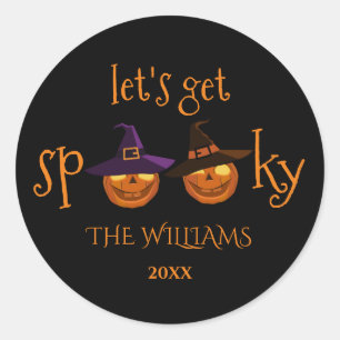 Personalised Spooky Pumpkins Halloween Classic Round Sticker