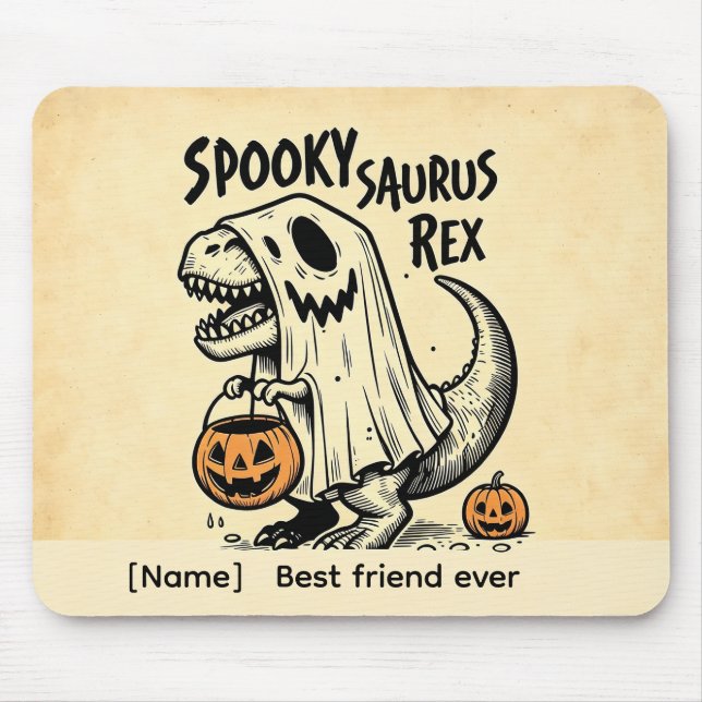 Personalised Spooky Saurus Rex Halloween Mouse Pad (Front)