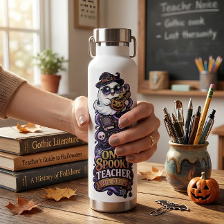 Personalised Spooky Teacher Ghost Water Bottle