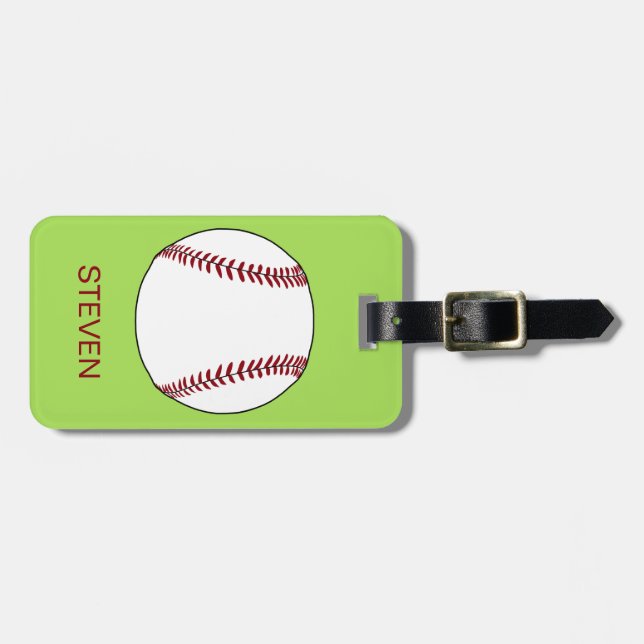 Personalised Sport Baseball ball Luggage Tag (Front Horizontal)