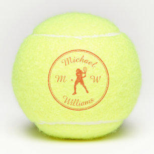 Personalised Sport Tennis Player Orange Silhouette Balls
