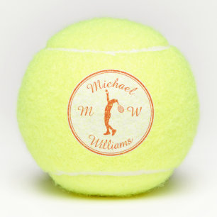 Personalised Sport Tennis Player Orange Silhouette Tennis Balls