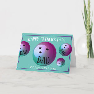 Personalised Sports Bowling Fathers Day Holiday Card