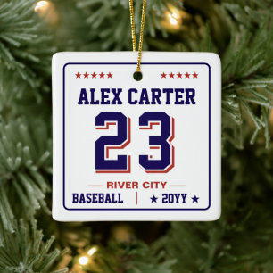 Personalised Sports Jersey Number Ornament, Sports Ceramic Ornament