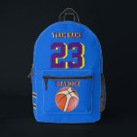 Personalised Sports Kids Printed Backpack<br><div class="desc">Personalised Sports Kids Printed Backpack. Purple and Yellow  Monogram Initials Grey Pattern Black Luggage Tag. Elegant simple basic modern girls and boys blue nice design,  with custom text and monogram,  with basketball ball,  perfect gift for travelers,  school sports and others</div>