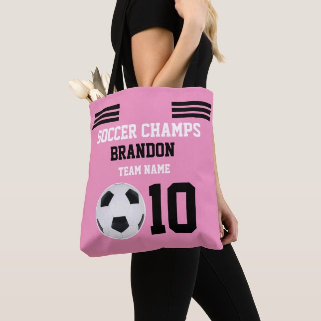 Personalised Sports Modern Coach Pink white  Tote Bag (Close Up)