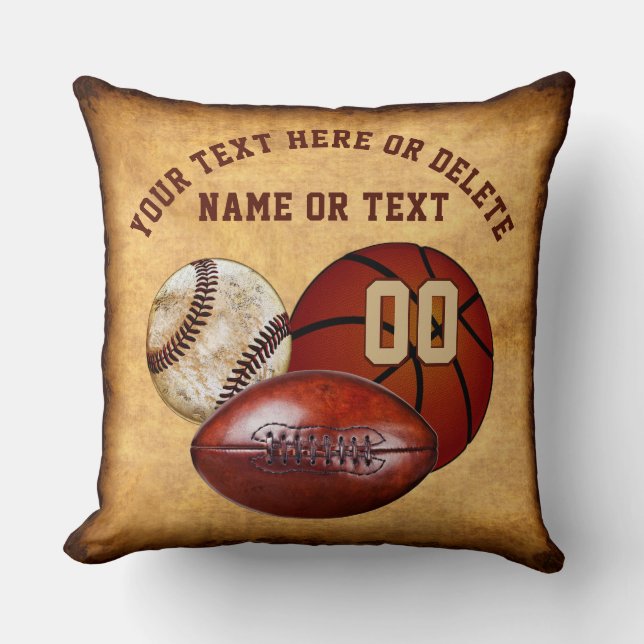 Personalised Sports Pillows, Cool Vintage Look Cushion (Front)