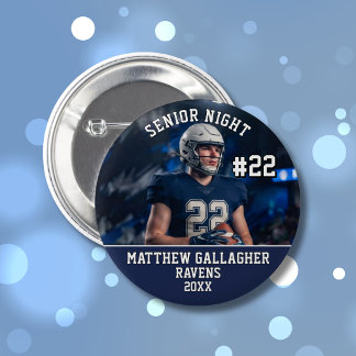 Personalised Sports Senior Night Photo 6 Cm Round Badge