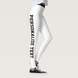 Personalised Sports White Black Stripe Athleisure Leggings