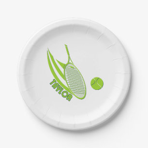 Personalised Sports With Name Tennis Paper Plate