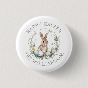 Personalised Spring Bunny Easter Eggs Garland 3 Cm Round Badge