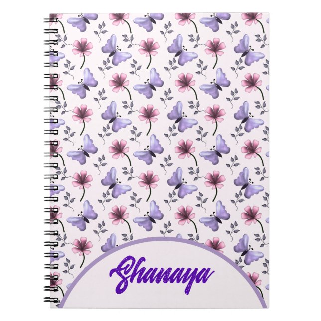 Personalised Spring Butterfly Floral Gift   Notebook (Front)