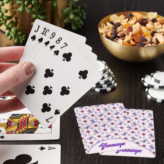 Personalised Spring Butterfly Floral Gift   Playing Cards (In Situ)