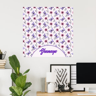 Personalised Spring Butterfly Floral Gift   Poster