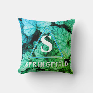 Personalised Spring Foliage Name and Monogram Cushion