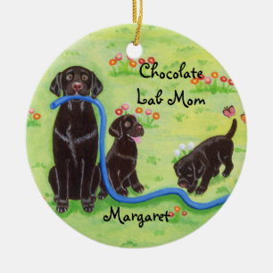 Personalised Spring Fun Labradors Painting Ceramic Tree Decoration