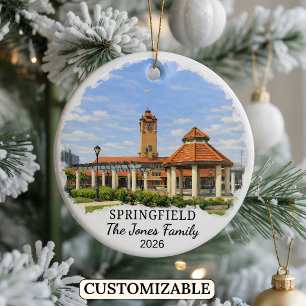 Personalised Springfield Ornament, Custom Illinois Ceramic Tree Decoration