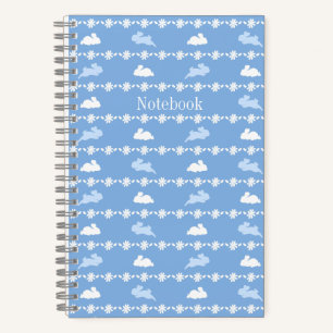 Personalised Springtime Bunny Daisies White Blue Notebook