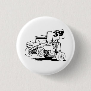 Personalised Sprint Car Hat, Customise it 3 Cm Round Badge