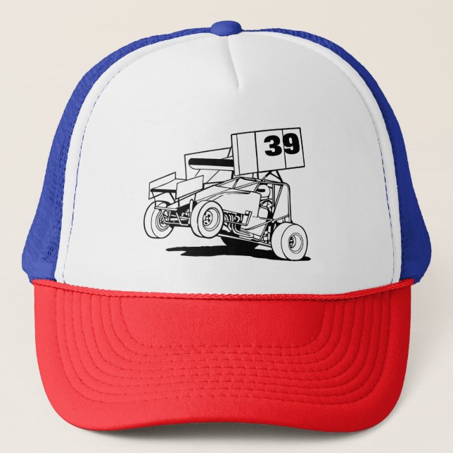 Personalised Sprint Car Hat, Customise it  Trucker Hat (Front)
